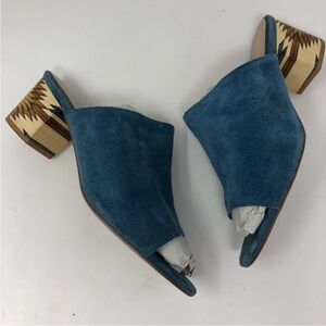 Cecilia New York Blue Suede Mules